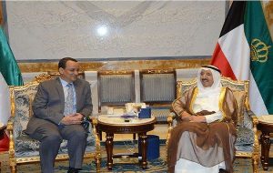 المبعوث الأممي يطلب رسميا من أمير الكويت استضافة التوقيع على حل الازمة اليمنية