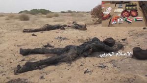 بالصور: الجيش السوداني يحترق في اليمن وجثث جنوده وضباطه تغطي صحراء ميدي