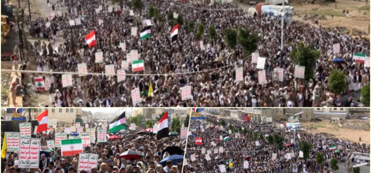 130 مسيرة حاشدة في عمران شكرًا لله على النصر وتأكيدًا على الموقف المساند لقضايا الأمة وفي مقدمتها فلسطين