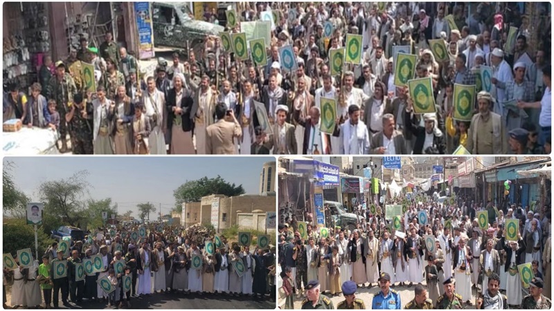 مسيرات غاضبة في المحويت تنديدًا بالإساءات للقرآن الكريم وتأكيدًا على نصرة لبنان وفلسطين